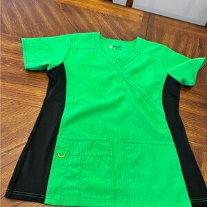 Four stretch  Women's Green and Black Scrub top